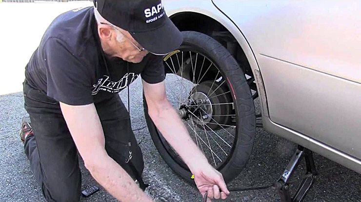 Bicycle Wheel On A Car