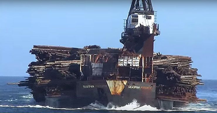 Timber barge in Canada
