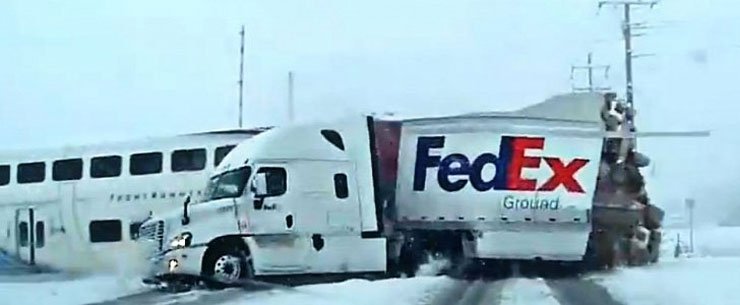train fedex truck collision