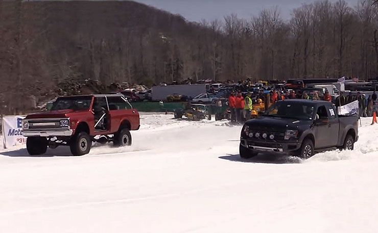 Ford Raptor vs Chevy Blazer snow challenge