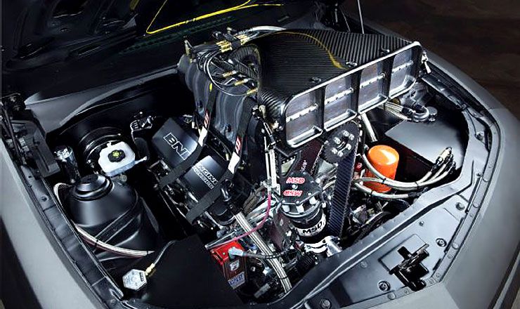 Killa-B Camaro engine under the hood