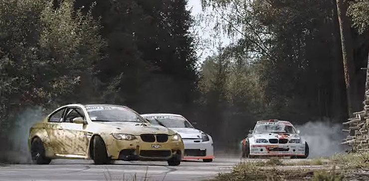 three drifters in abandoned soviet missile base in Latvia