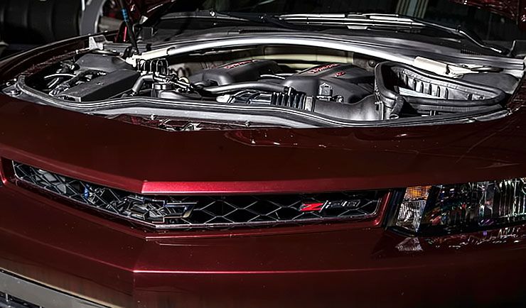 Blackdog Speed Shop Camaro Z28 convertible under the hood