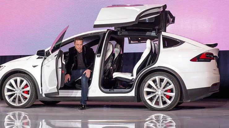 Elon Musk with Tesla model X