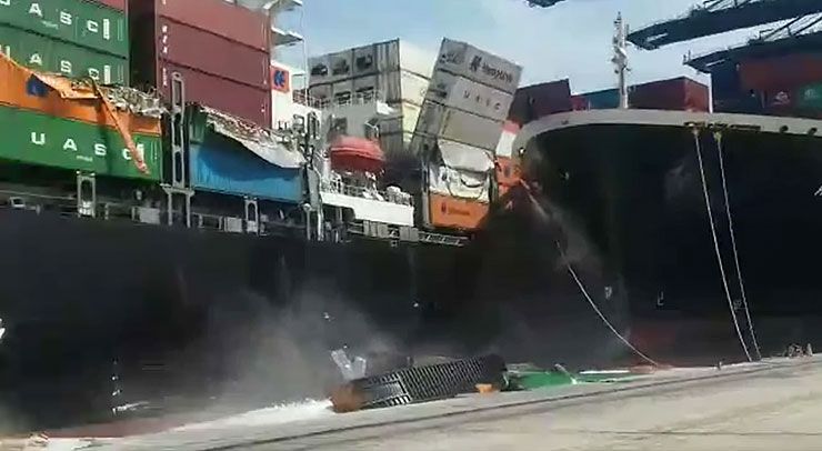 cargo ships collide while entering Karachi port