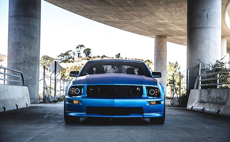 ford-mustang-matte-blue-metallic vinyl wrap