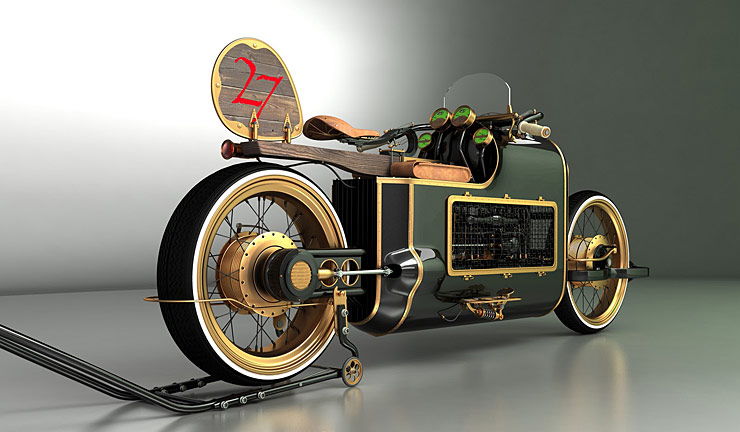 ARX-4 Steampunk motorcycle rear right