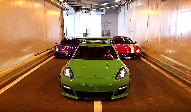 Porsche Panamera Turbo vs Ferrari 458 Speciale vs Maserati GranTurismo Straight Pipes REV BATTLE