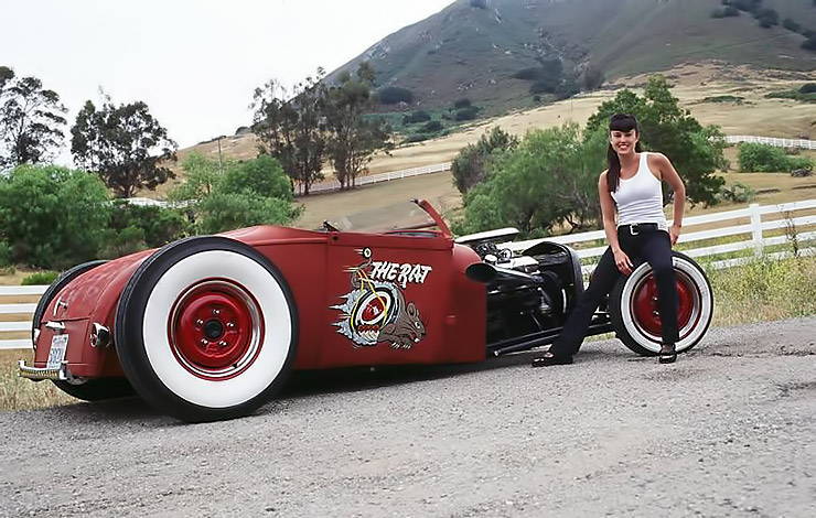 pin up girl and Ford 29 rat rod