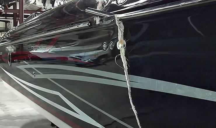Donzi powerboat was cracked after dropping 40 feet