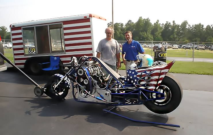Mike Charlton and his Blown V8 Drag Motorcycle