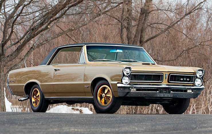 Golden 1965 GTO with HURST forged aluminum wheels