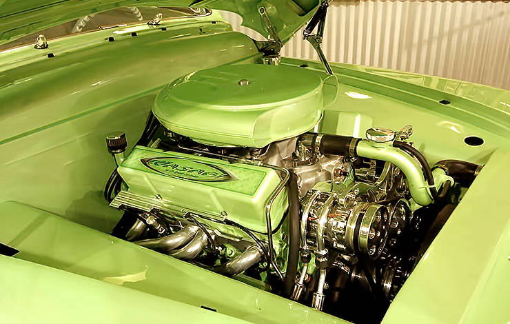 Green 1950 Mercury Custom Coupe Wasabi engine