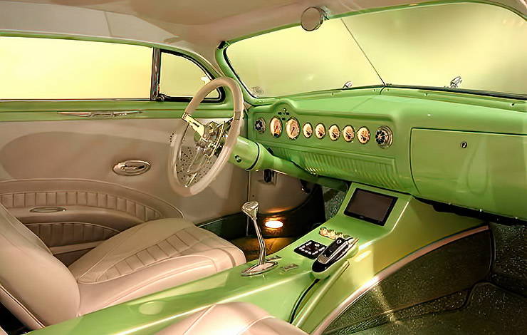 Green 1950 Mercury Custom Coupe Wasabi interior
