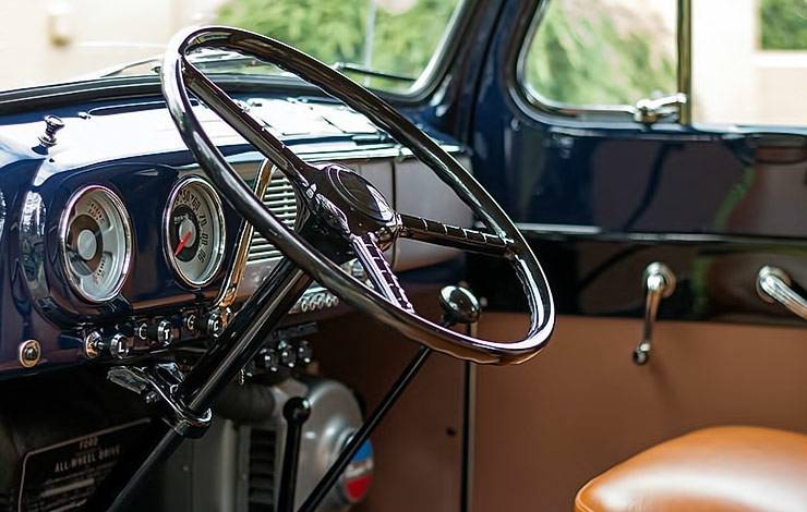 1951 Ford F1 Ranger Marmon-Herrington dashboard and steering wheel