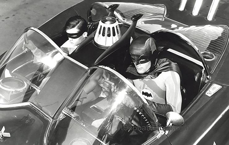 Batman and Robin in Batmobile