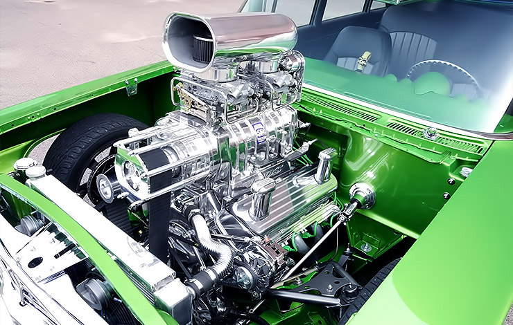 Supercharged 468ci big block Chevy motor in 1960 Parkwood wagon