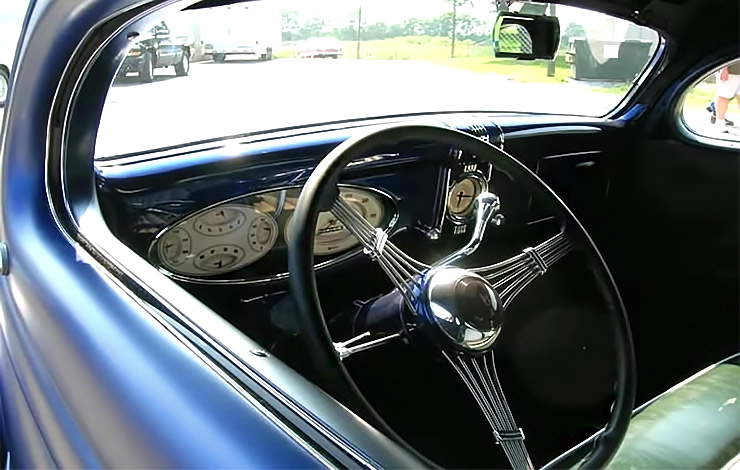 1936 Ford Coupe - Blue Velvet Dress interior